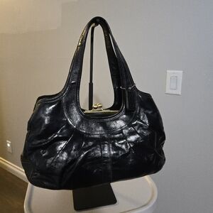 Coach Y2K Ergo Pleated Black Patent Leather #12520